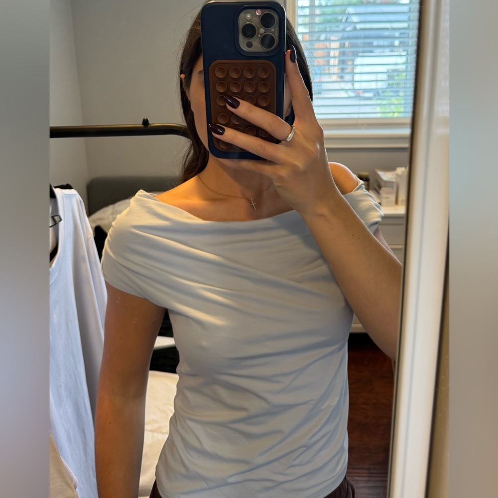 Abercrombie & Fitch Light Blue Modal-Blend Top off shoulder